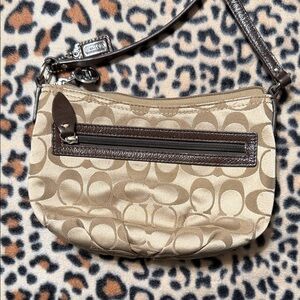 Coach Tan and Brown Signature Purse
